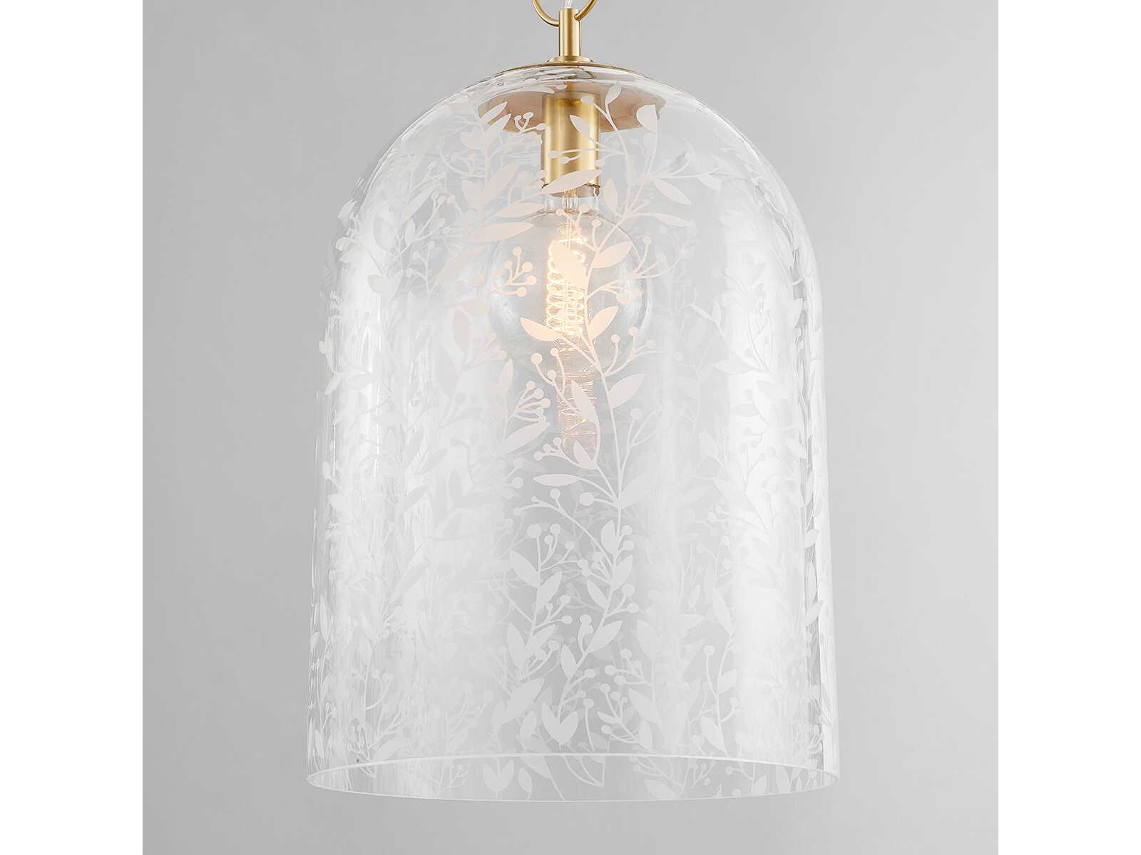 Hudson Valley Belleville 1-Light Aged Brass Glass Bell Pendant