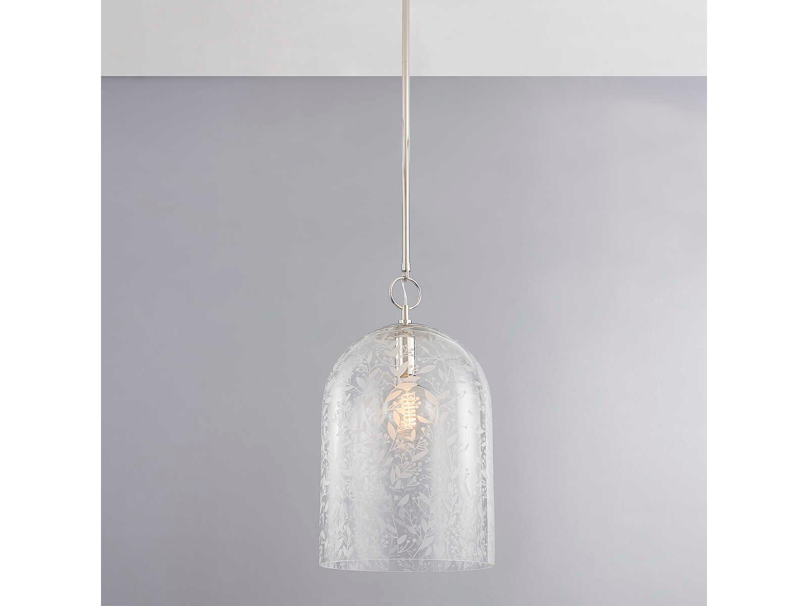 Hudson Valley Belleville 1-Light Polished Nickel Glass Bell Pendant