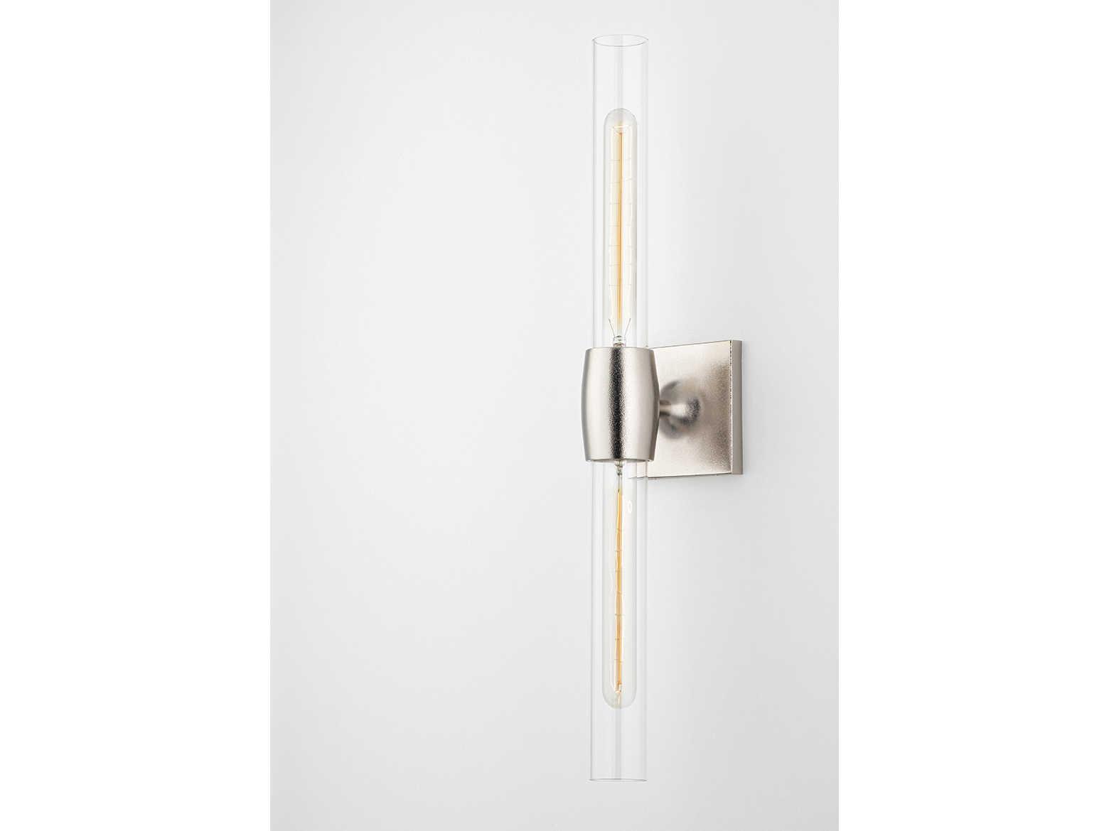 Hudson Valley Hogan 2-Light Burnished Nickel Glass Wall Sconce