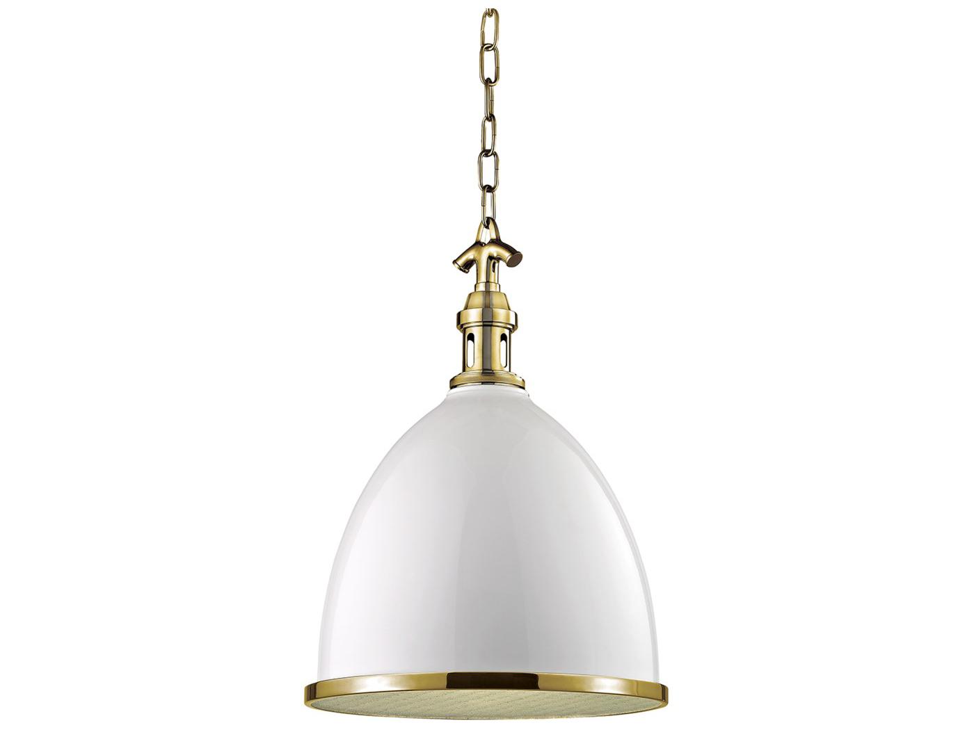 Hudson Valley Viceroy 1-Light White Aged Brass Bell Pendant