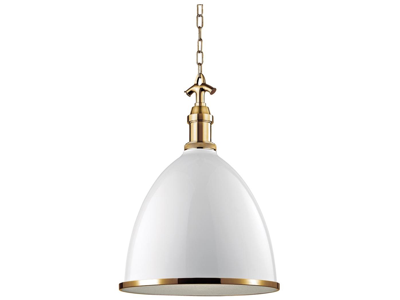 Hudson Valley Viceroy 1-Light White Aged Brass Bell Pendant