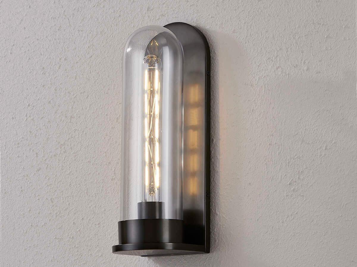 Hudson Valley Irwin 1-Light Distressed Bronze Glass Wall Sconce