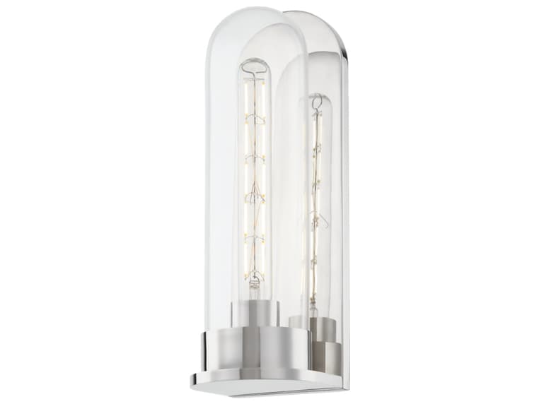 Hudson Valley Irwin 1-Light Polished Nickel Glass Wall Sconce