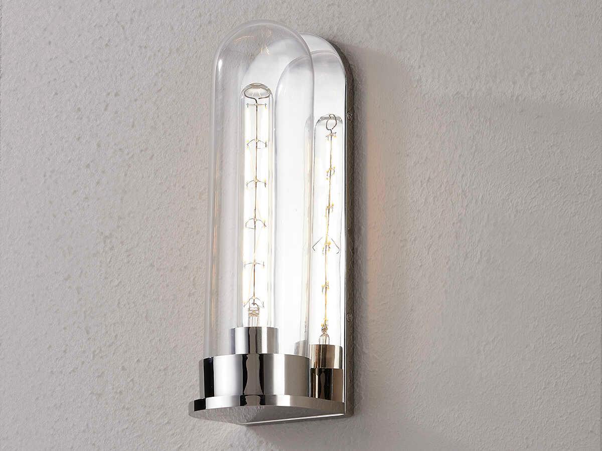 Hudson Valley Irwin 1-Light Polished Nickel Glass Wall Sconce