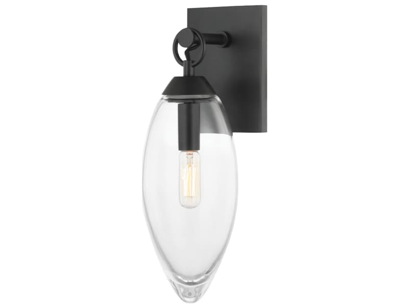 Hudson Valley Nantucket 1-Light Black Brass Glass Wall Sconce