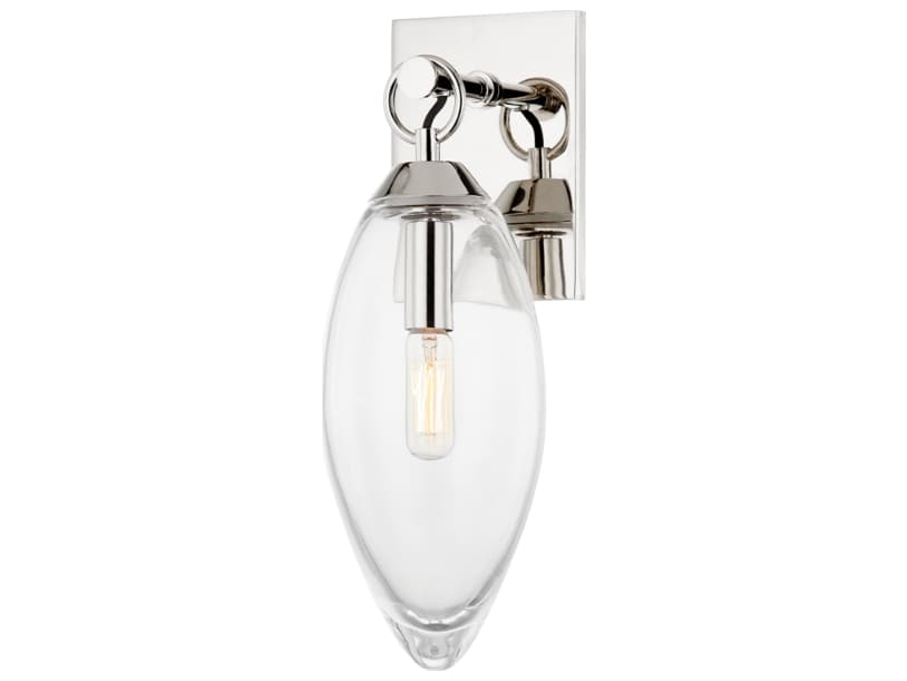 Hudson Valley Nantucket 1-Light Polished Nickel Glass Wall Sconce