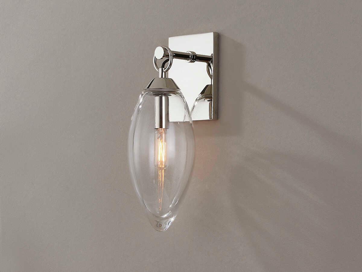 Hudson Valley Nantucket 1-Light Polished Nickel Glass Wall Sconce