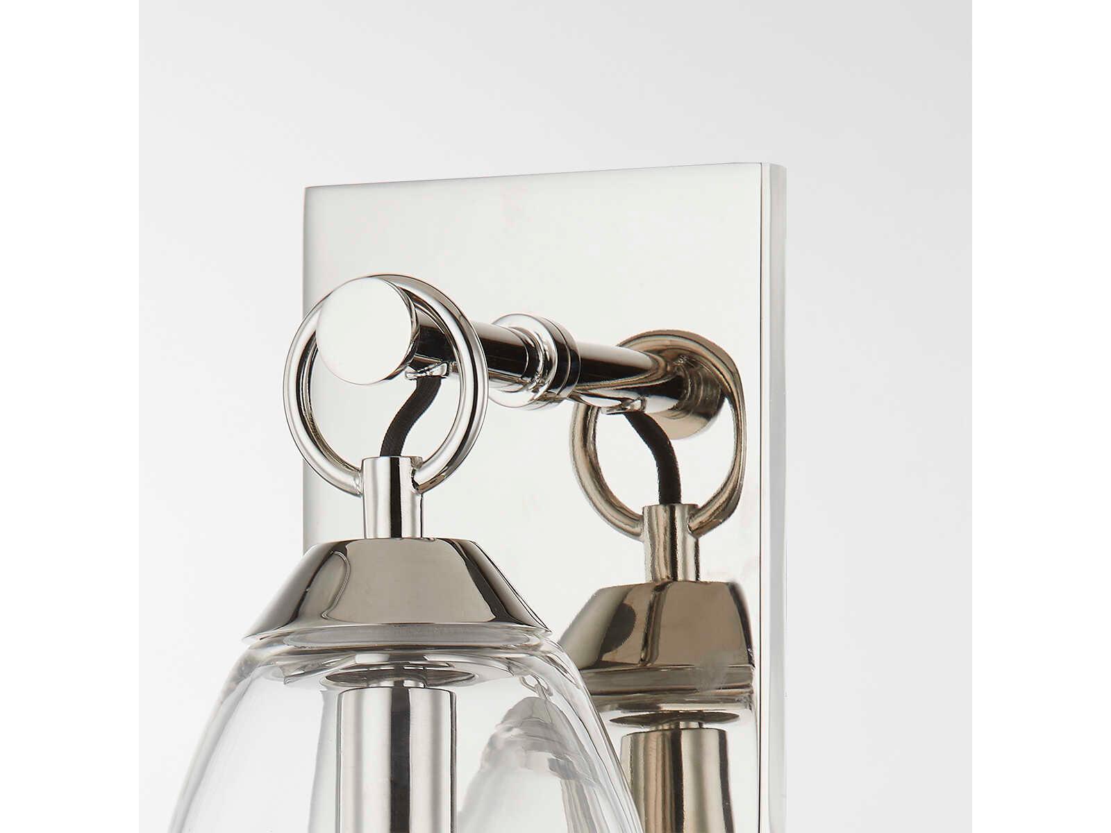 Hudson Valley Nantucket 1-Light Polished Nickel Glass Wall Sconce