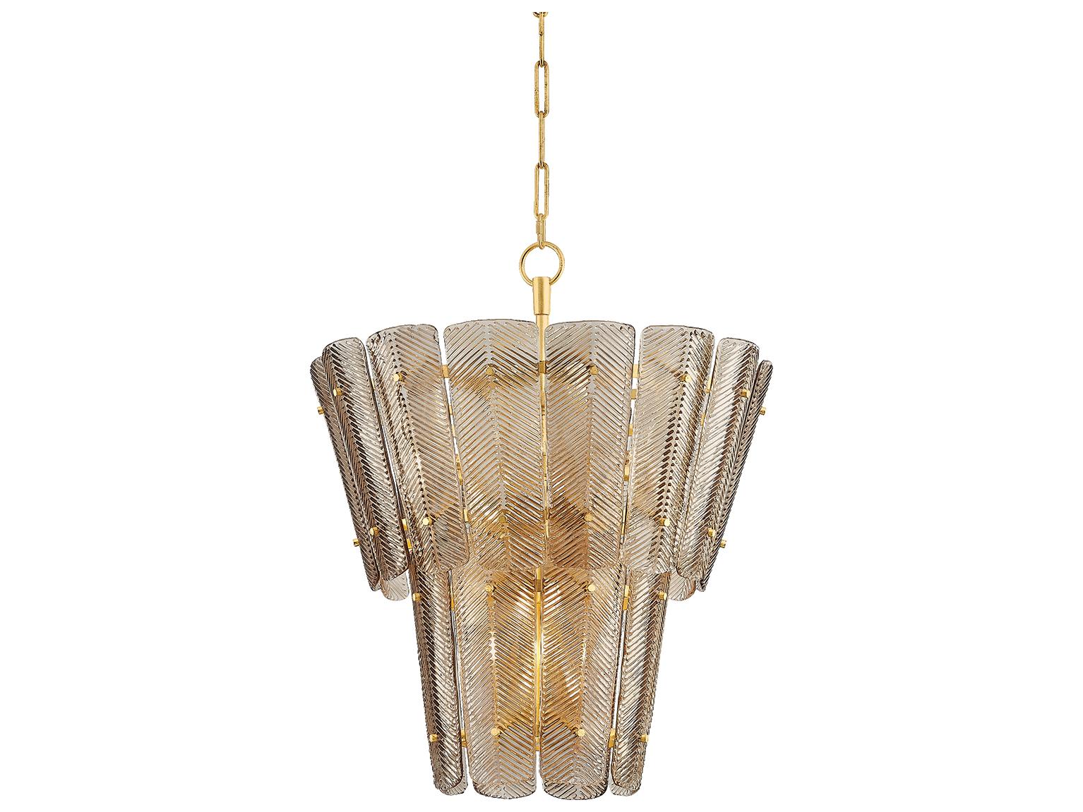 Hudson Valley Cassian 10-Light Vintage Gold Leaf Bronze Tiered Chandelier