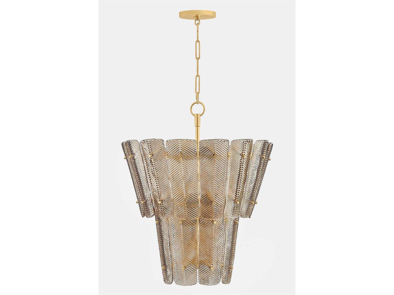 Hudson Valley Cassian 10-Light Vintage Gold Leaf Bronze Tiered Chandelier