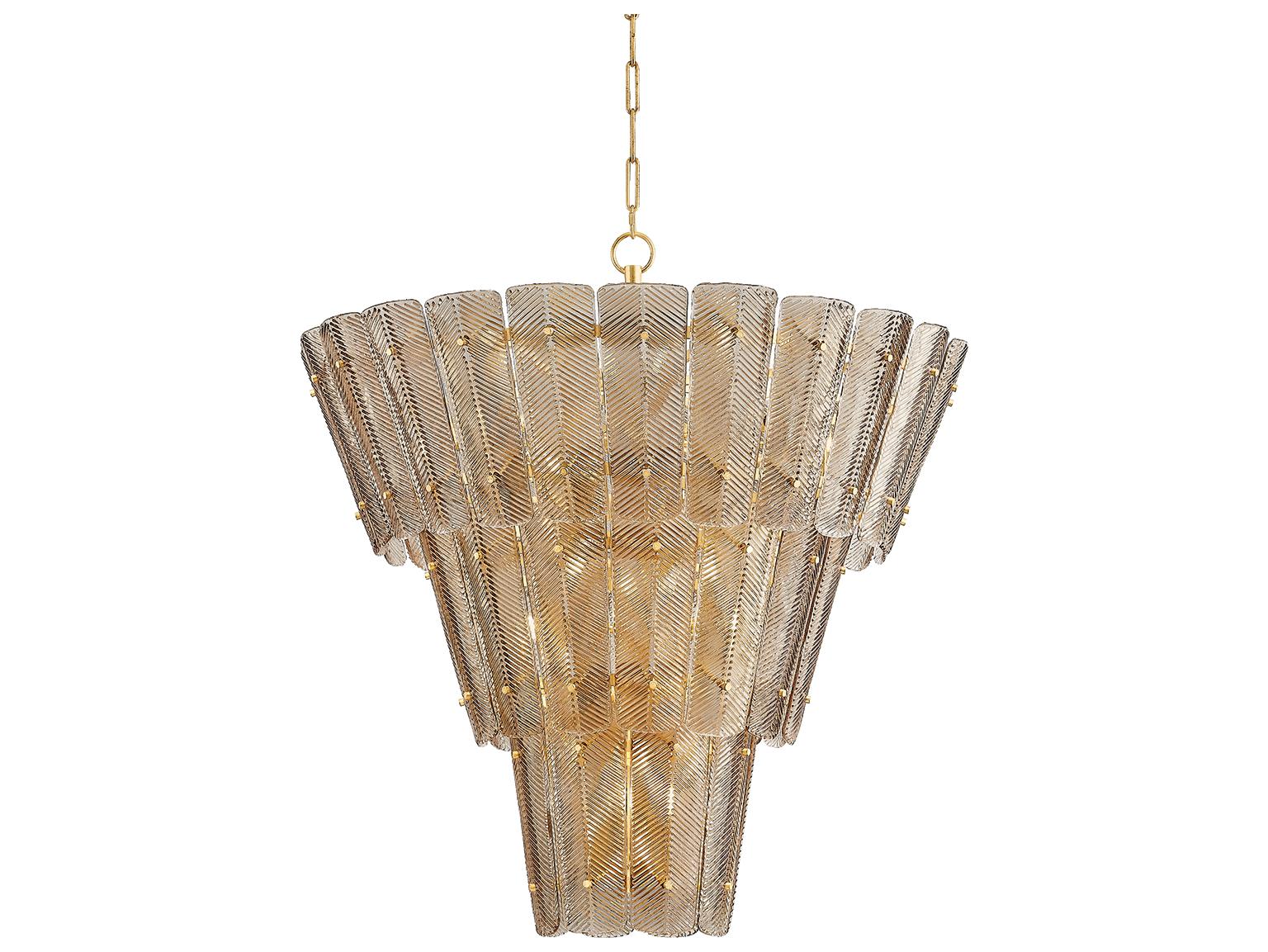 Hudson Valley Cassian 18-Light Vintage Gold Leaf Tiered Chandelier