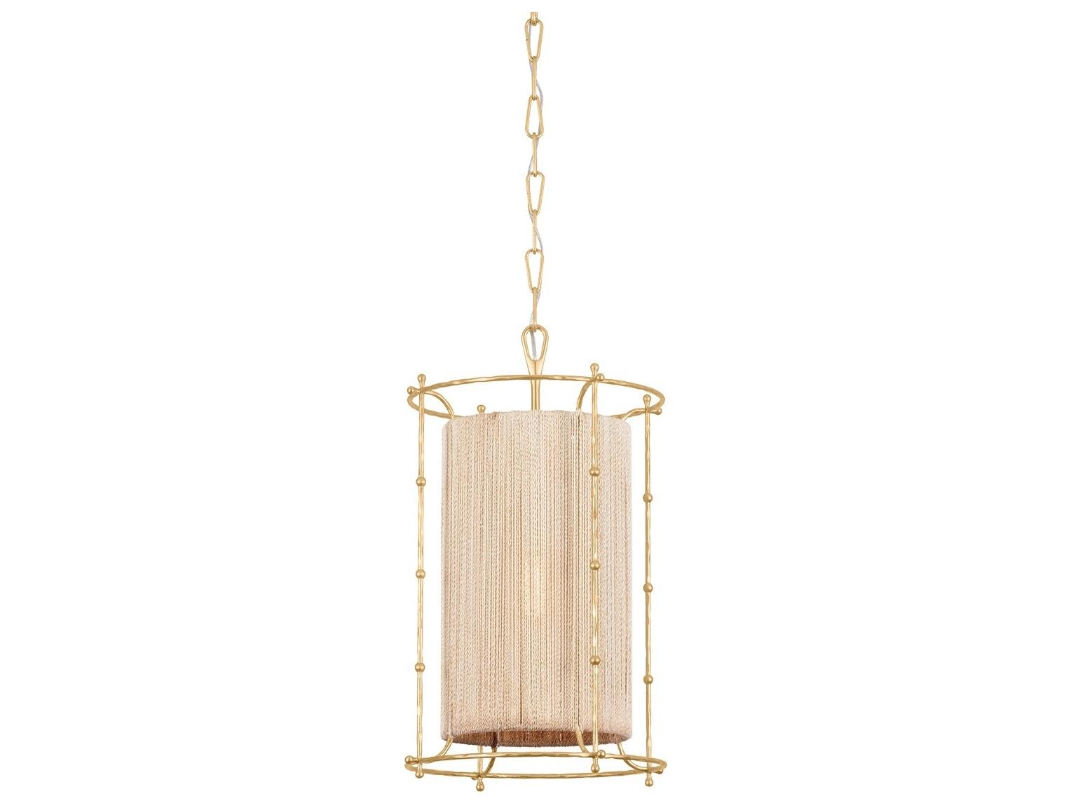 Hudson Valley Jones Point 1-Light Vintage Gold Leaf Cylinder Pendant
