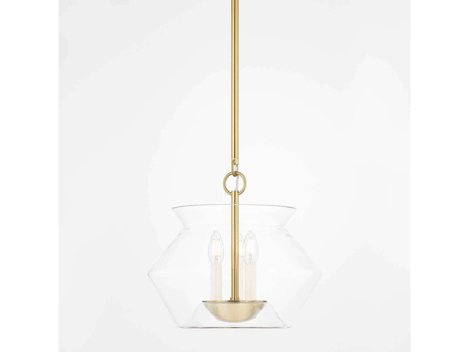 Hudson Valley Edmonton 3-Light Aged Brass Glass Pendant