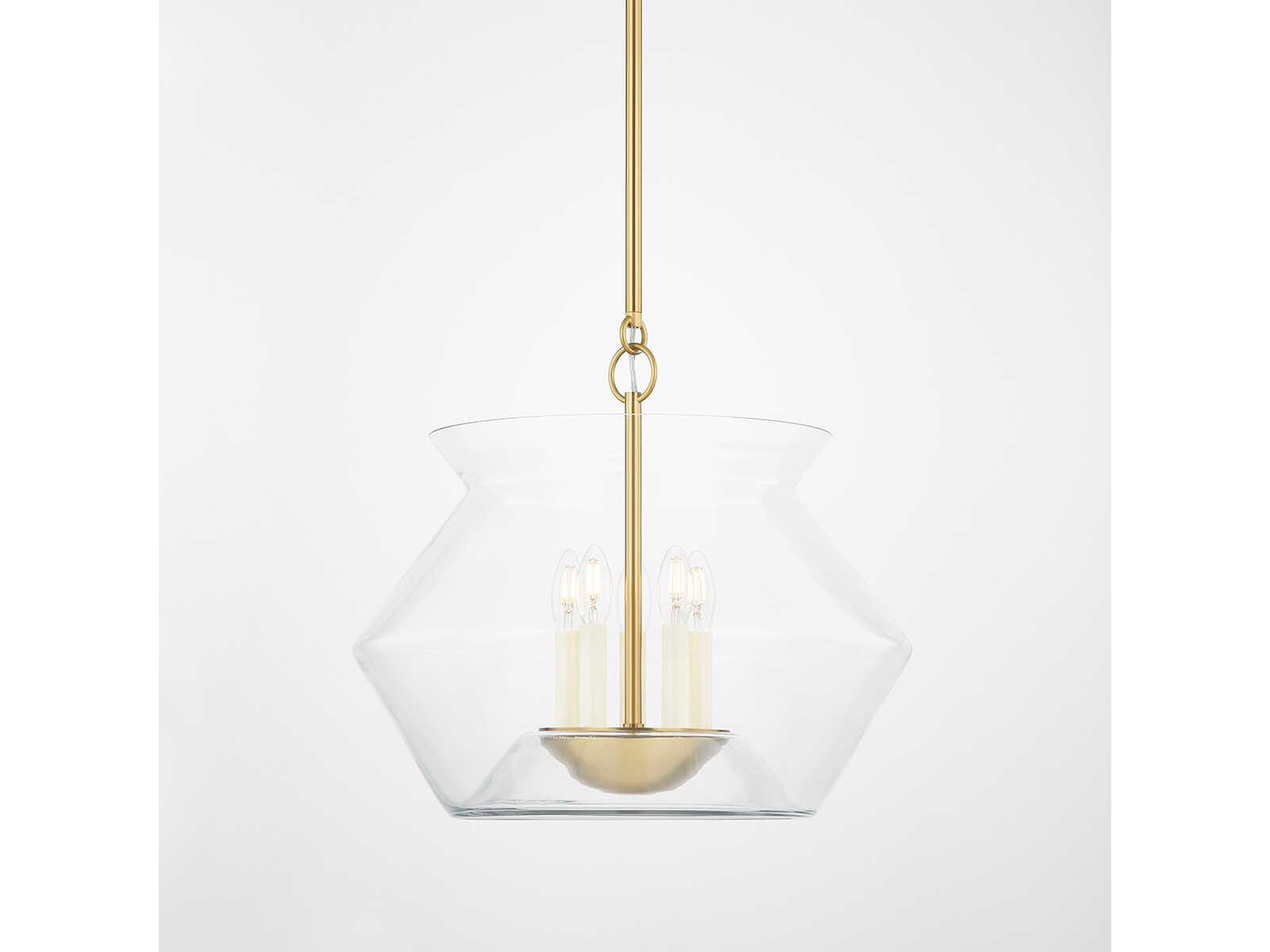 Hudson Valley Edmonton 5-Light Aged Brass Glass Pendant