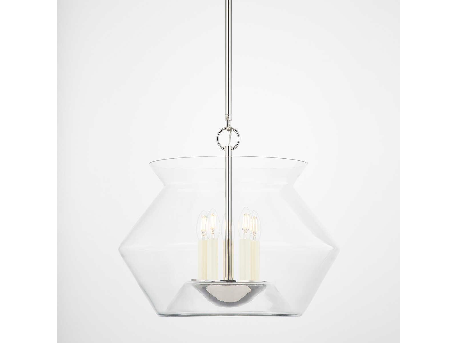 Hudson Valley Edmonton 5-Light Polished Nickel Glass Pendant