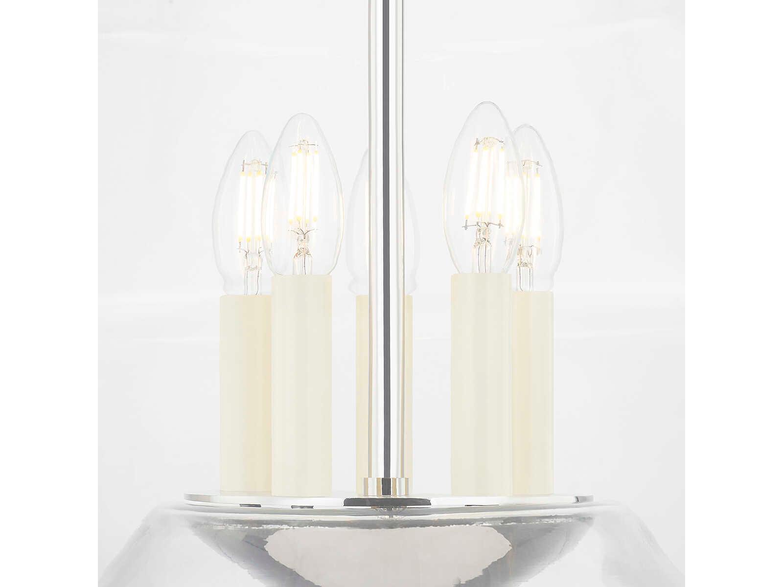 Hudson Valley Edmonton 5-Light Polished Nickel Glass Pendant