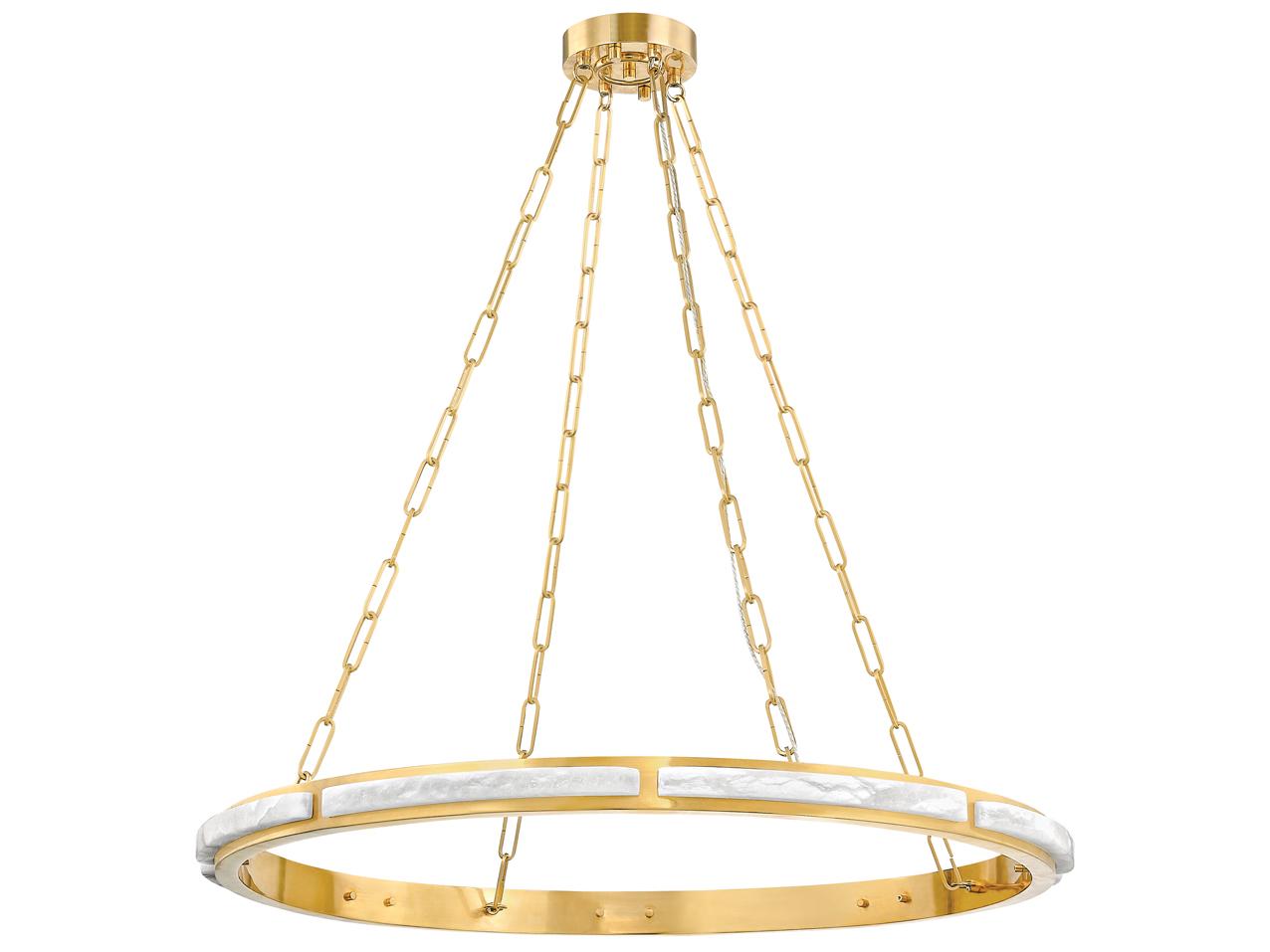 Hudson Valley Wingate 1-Light Aged Brass Round Pendant