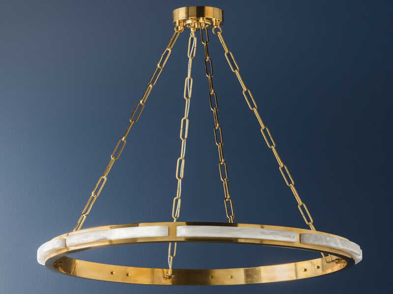 Hudson Valley Wingate 1-Light Aged Brass Round Pendant