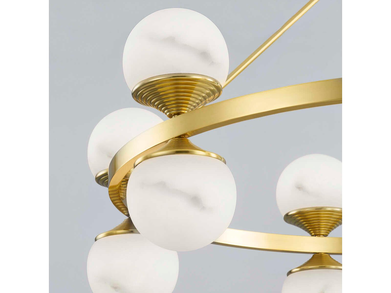 Hudson Valley Grafton 12-Light Aged Brass White Globe Round Chandelier