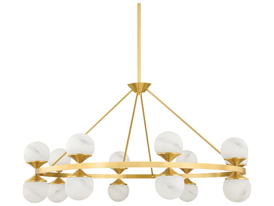Hudson Valley Grafton 16-Light6-Light Aged Brass White Globe Chandelier