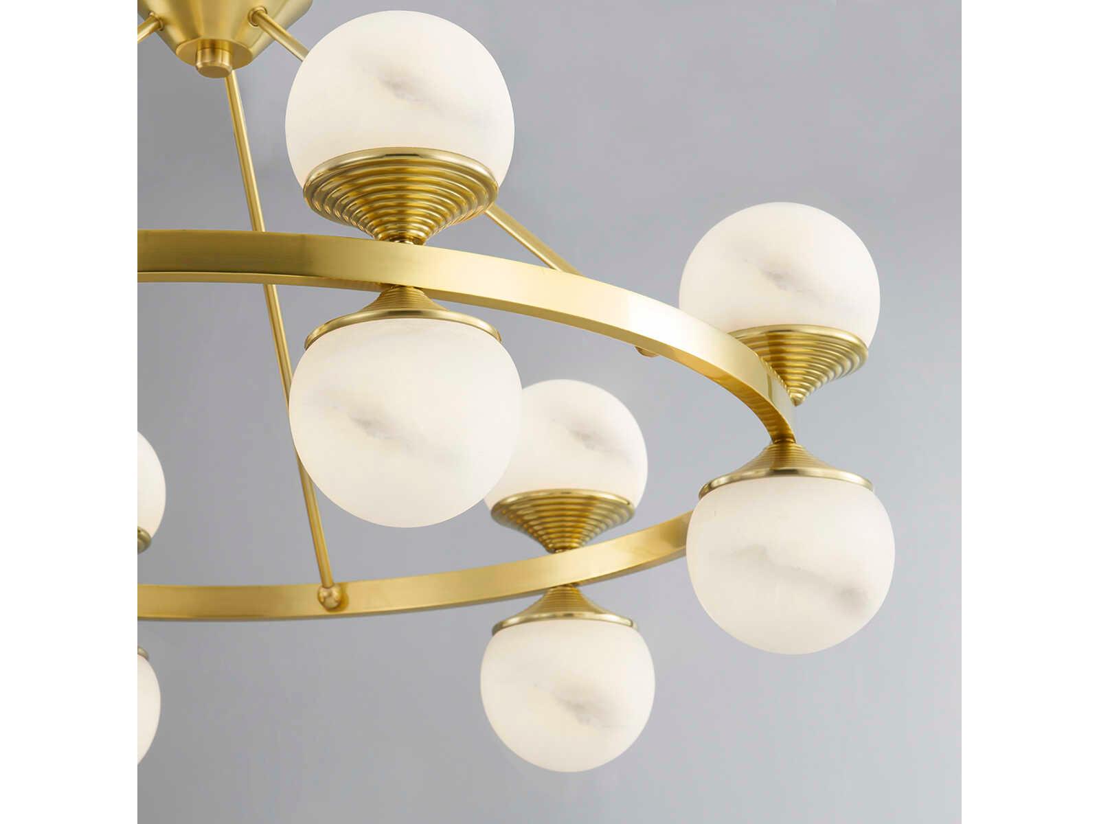Hudson Valley Grafton 16-Light6-Light Aged Brass White Globe Chandelier