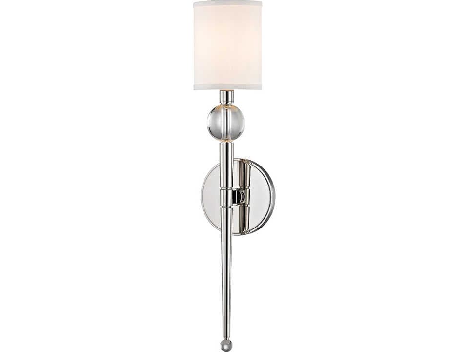 Hudson Valley Rockland 1-Light Polished Nickel Glass Wall Sconce