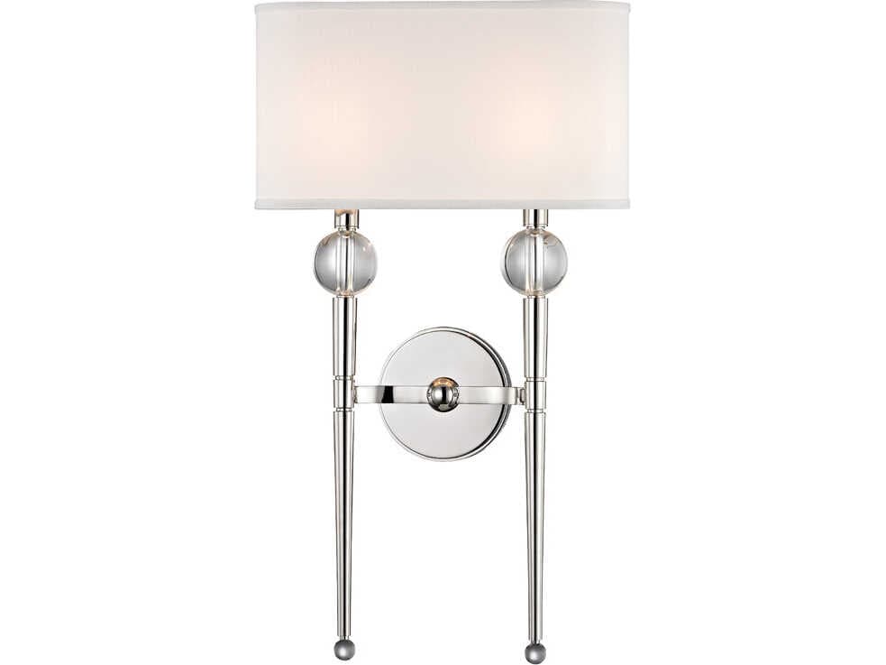 Hudson Valley Rockland 2-Light Polished Nickel Glass Wall Sconce