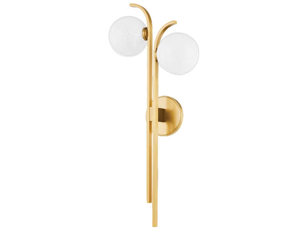 Hudson Valley Laval 2-Light Aged Brass Glass Wall Sconce