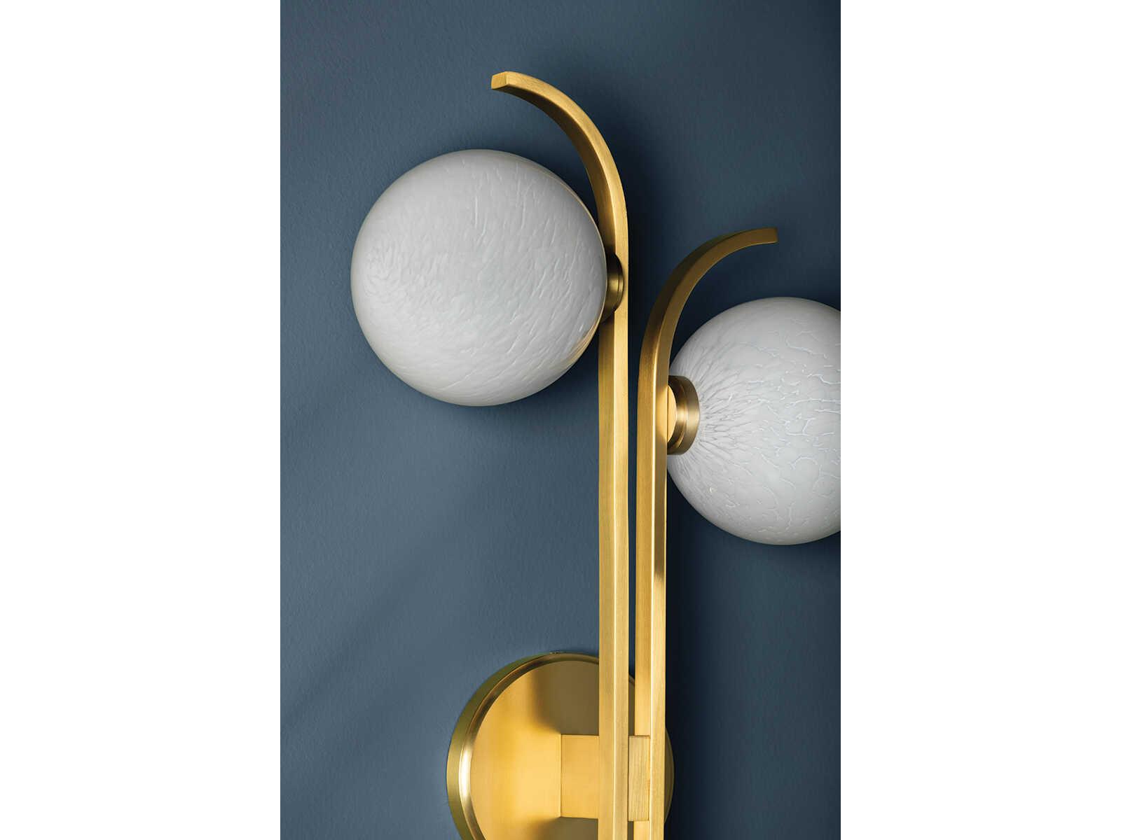 Hudson Valley Laval 2-Light Aged Brass Glass Wall Sconce