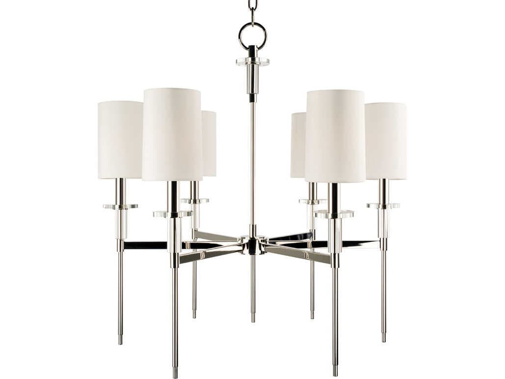 Hudson Valley Amherst 6-Light Polished Nickel Candelabra Cylinder Chandelier