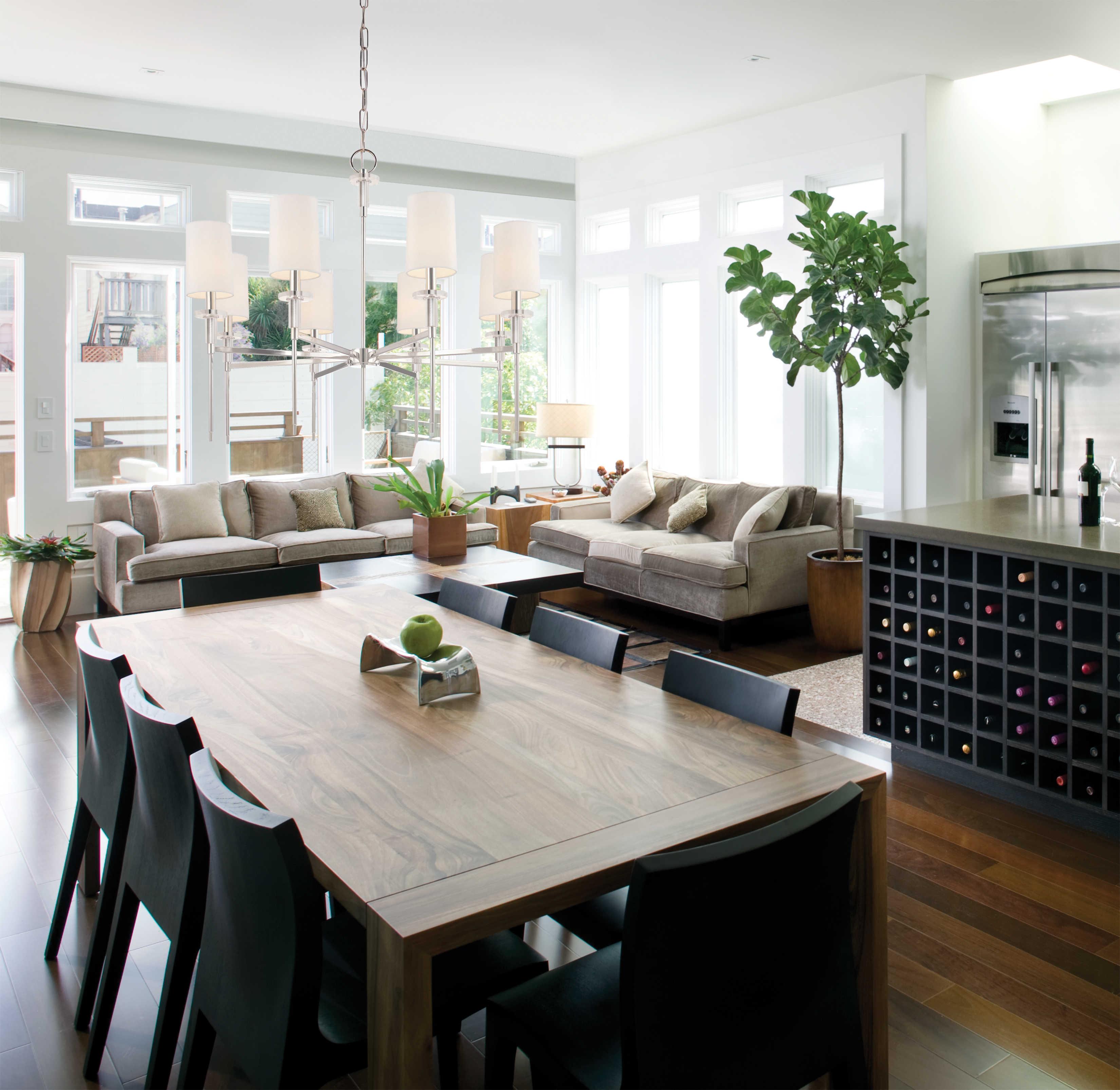 Hudson Valley Amherst 8-Light Polished Nickel Off White Crystal Candelabra Cylinder Chandelier