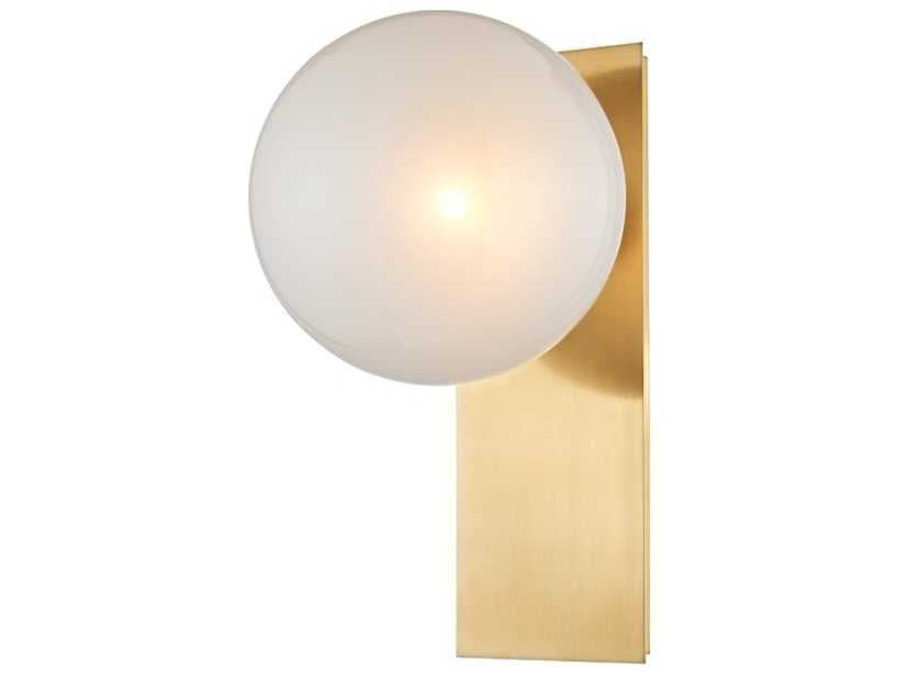 Hudson Valley Hinsdale 1-Light Aged Brass Off White Glass Wall Sconce