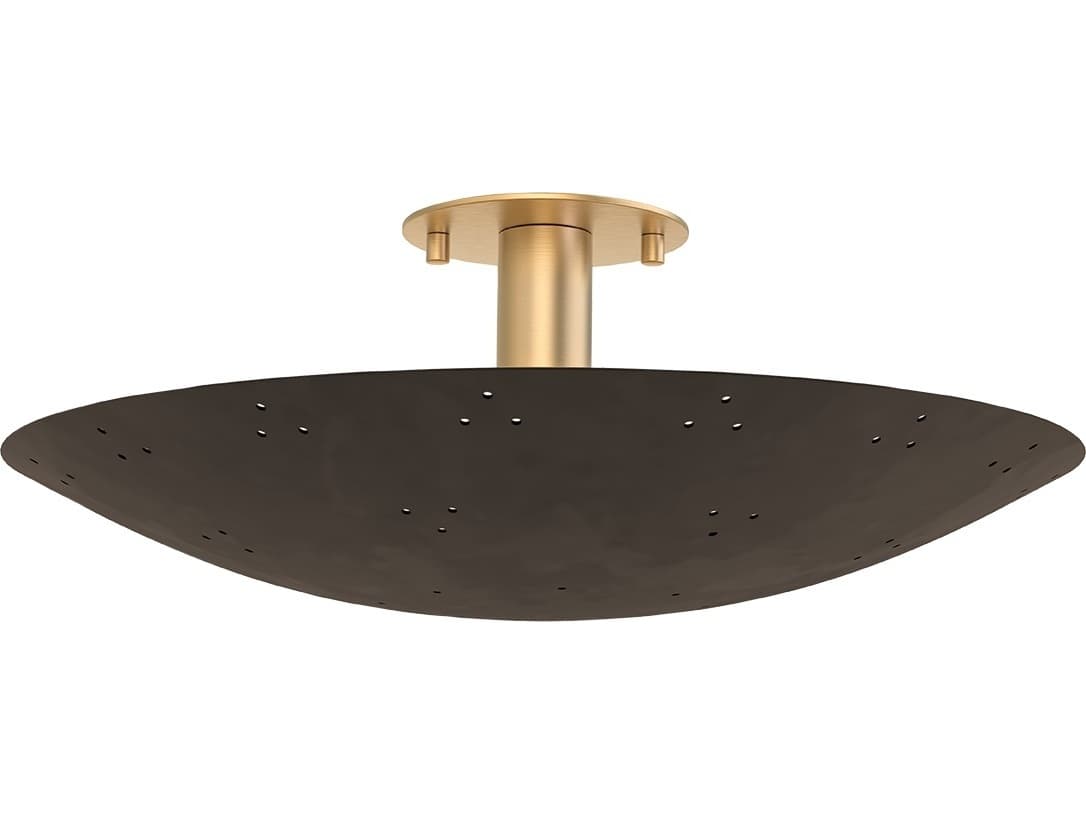 Hudson Valley Bern 3-Light Vintage Brass Bronze Bowl Semi Flush Mount