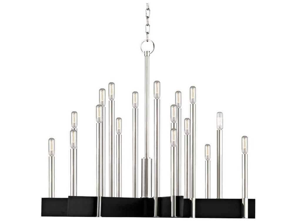 Hudson Valley Abrams 18-Light Polished Nickel Black Candelabra Chandelier