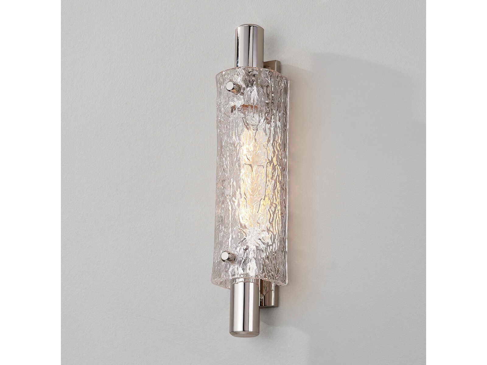 Hudson Valley Harwich 1-Light Polished Nickel Glass Wall Sconce
