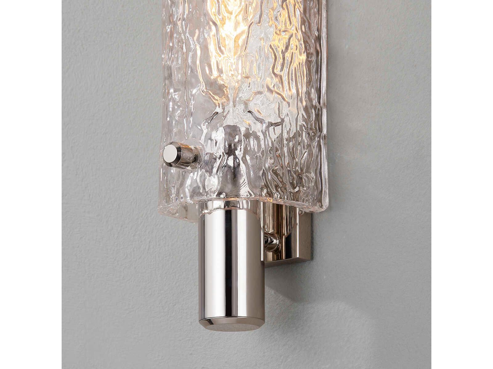 Hudson Valley Harwich 1-Light Polished Nickel Glass Wall Sconce