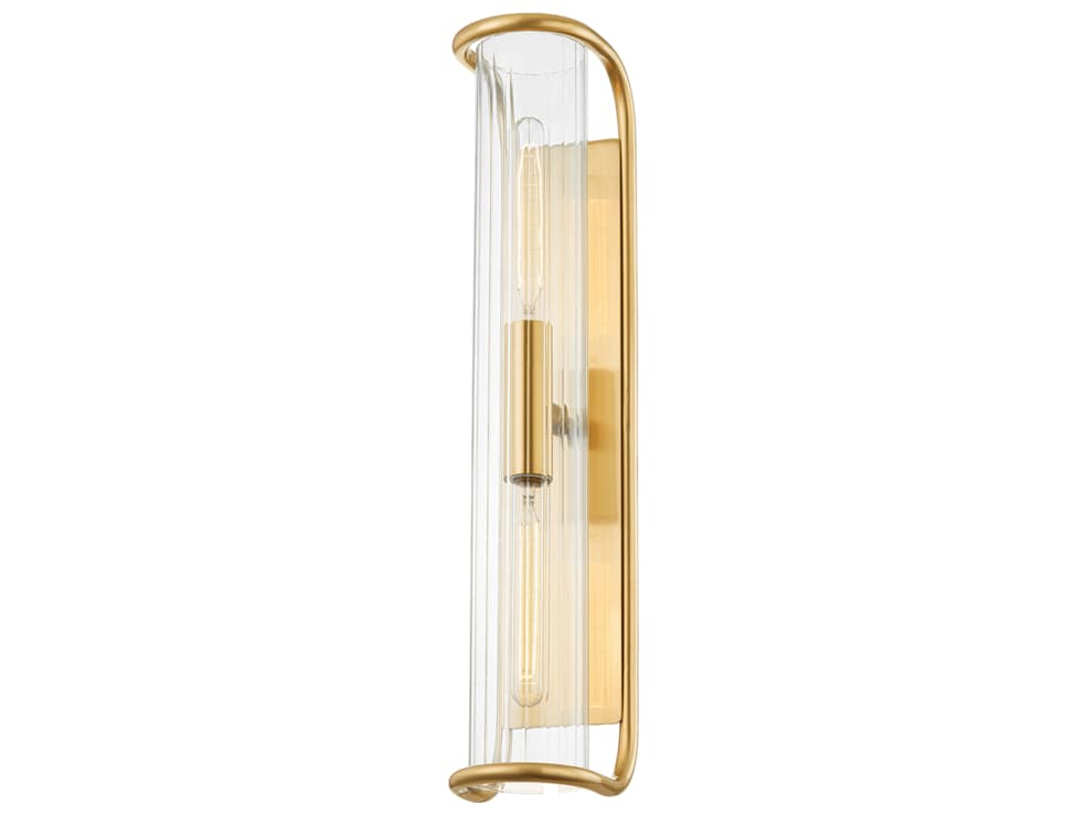 Hudson Valley Fillmore 2-Light Aged Brass Glass Wall Sconce