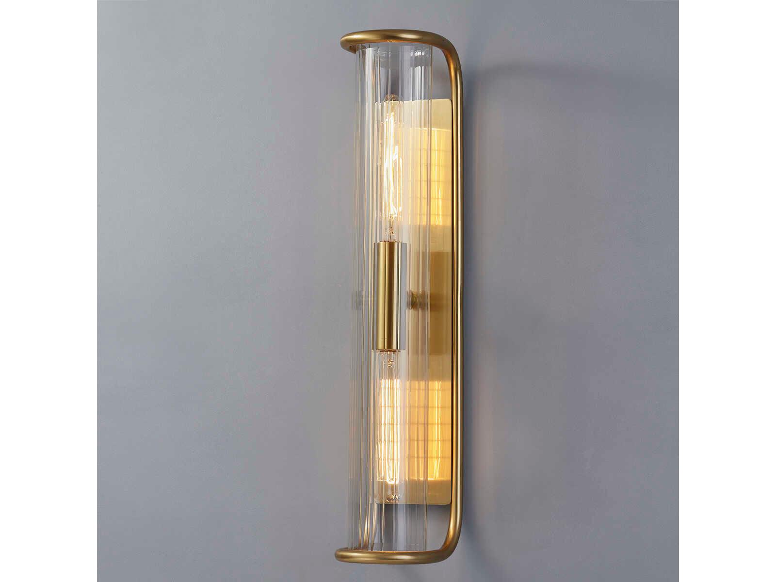 Hudson Valley Fillmore 2-Light Aged Brass Glass Wall Sconce
