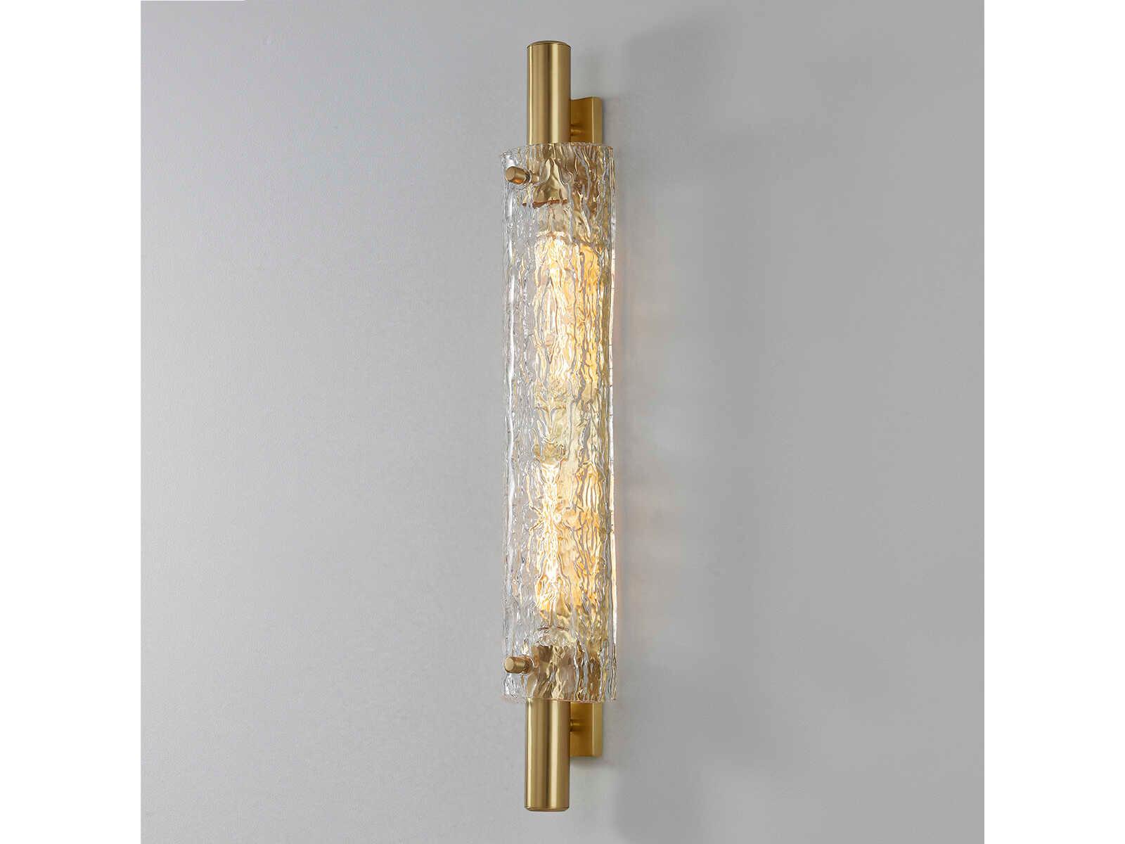 Hudson Valley Harwich 2-Light Aged Brass Glass Wall Sconce