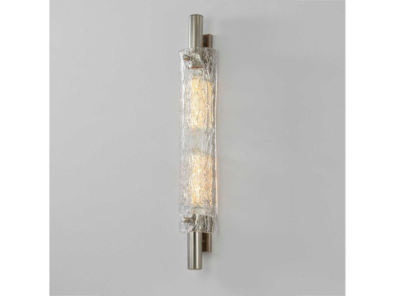 Hudson Valley Harwich 2-Light Polished Nickel Glass Wall Sconce