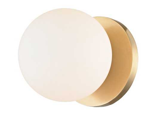 Hudson Valley Baird 1-Light Aged Brass Off White Glass LED Wall Sconce