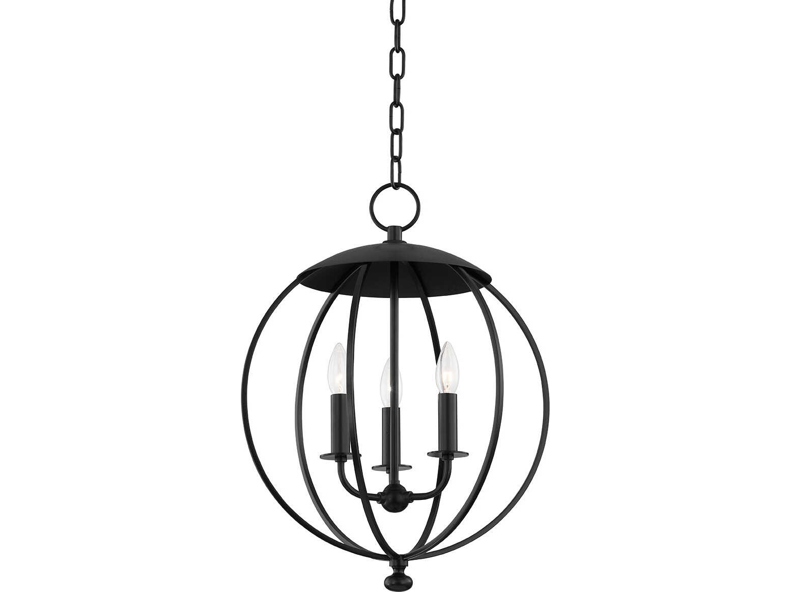 Hudson Valley Wesley 3-Light Aged Iron Black Globe Pendant