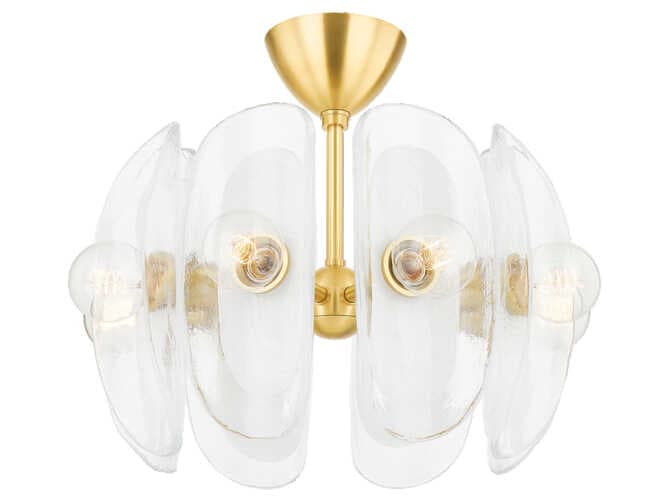 Hudson Valley Hilo 8-Light Aged Brass Glass Semi Flush Mount