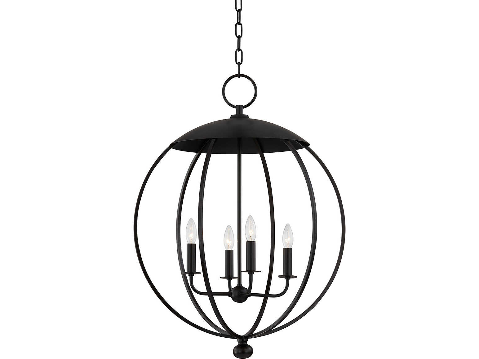 Hudson Valley Wesley 4-Light Aged Iron Black Globe Pendant