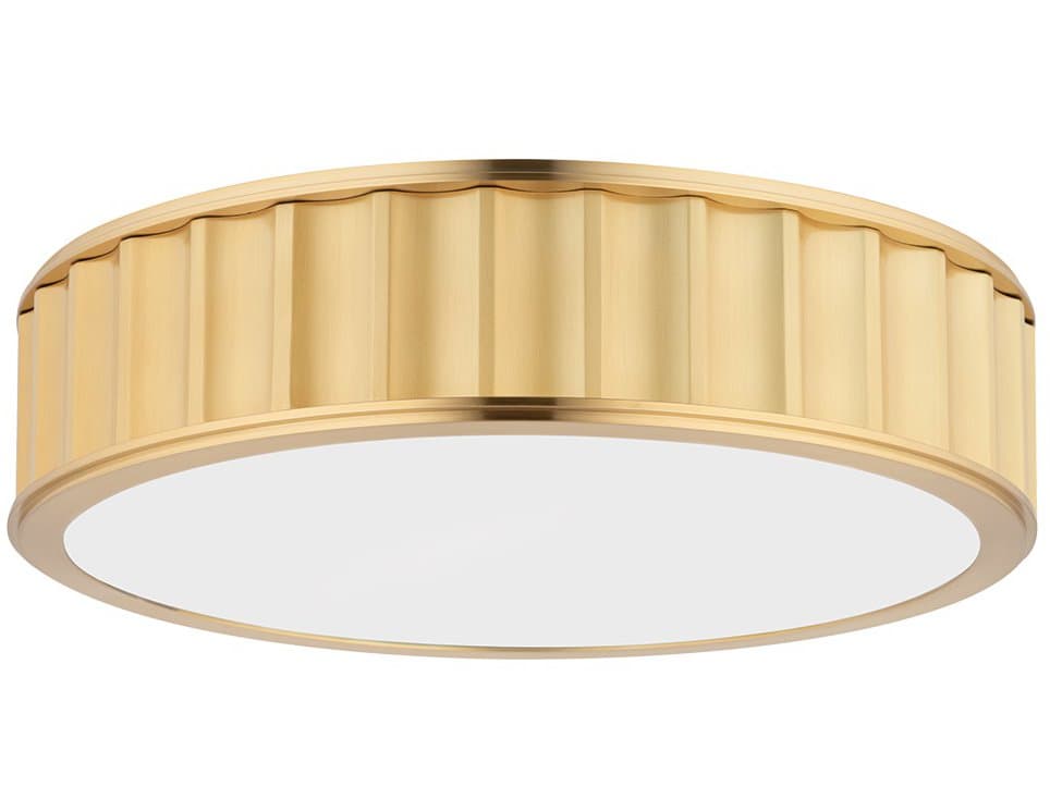 Hudson Valley Middlebury 3-Light Aged Brass White Glass Drum Flush Mount