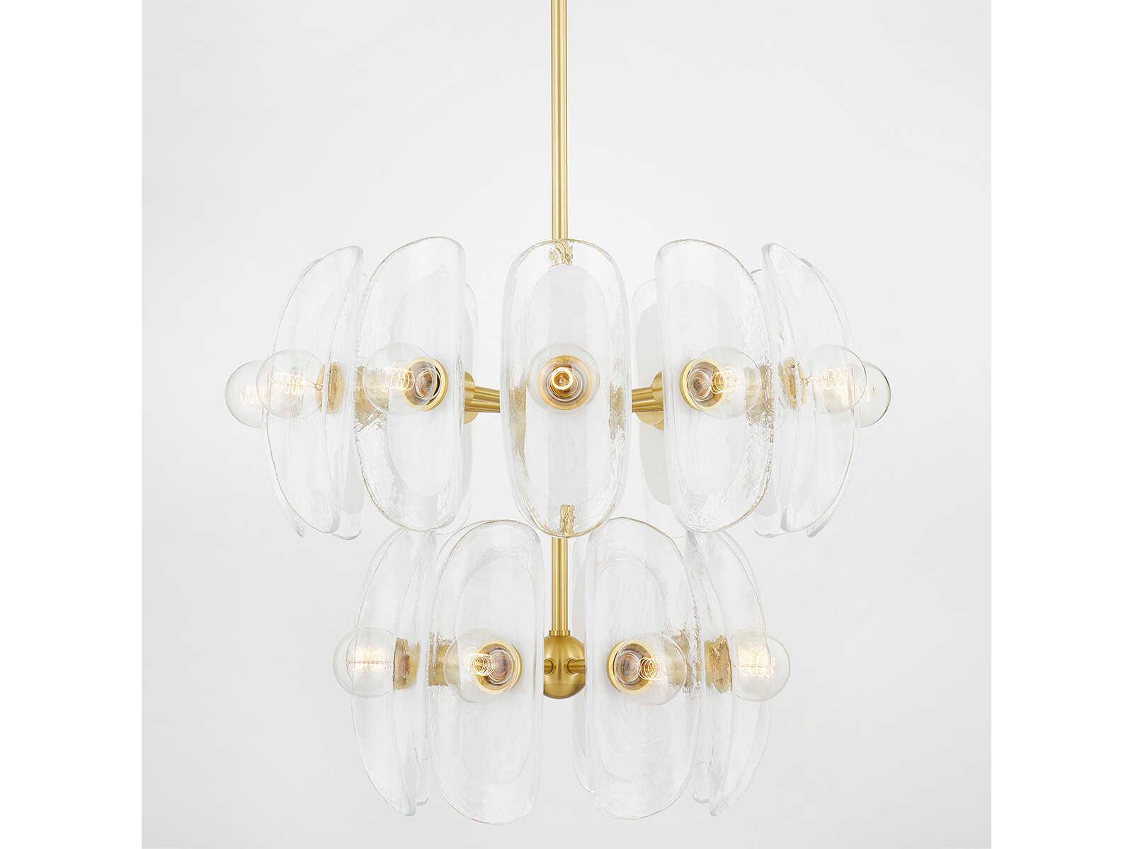 Hudson Valley Hilo 20-Light Aged Brass Glass Chandelier