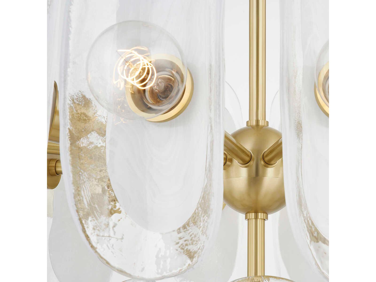 Hudson Valley Hilo 20-Light Aged Brass Glass Chandelier