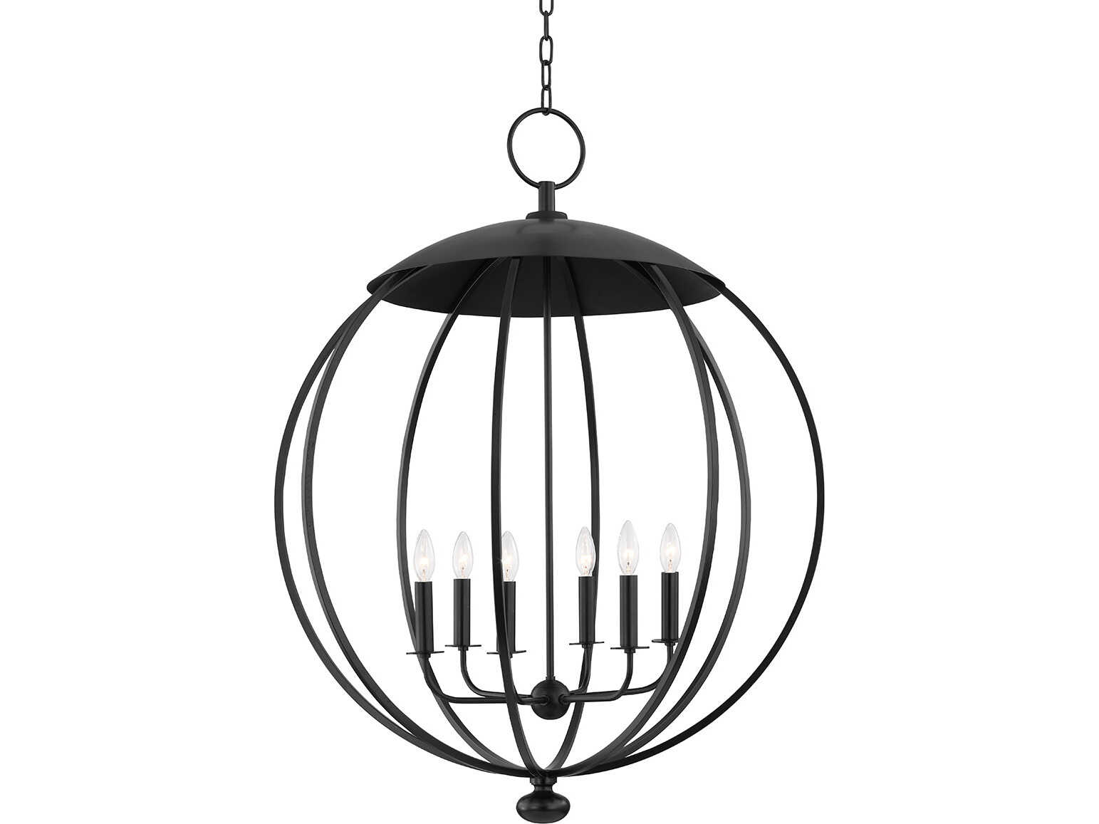 Hudson Valley Wesley 6-Light Aged Iron Black Globe Pendant