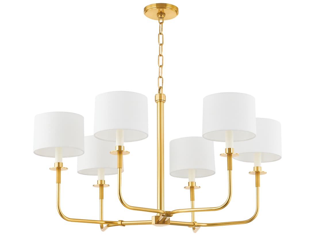 Hudson Valley Paramus 6-Light Aged Brass Candelabra Drum Chandelier