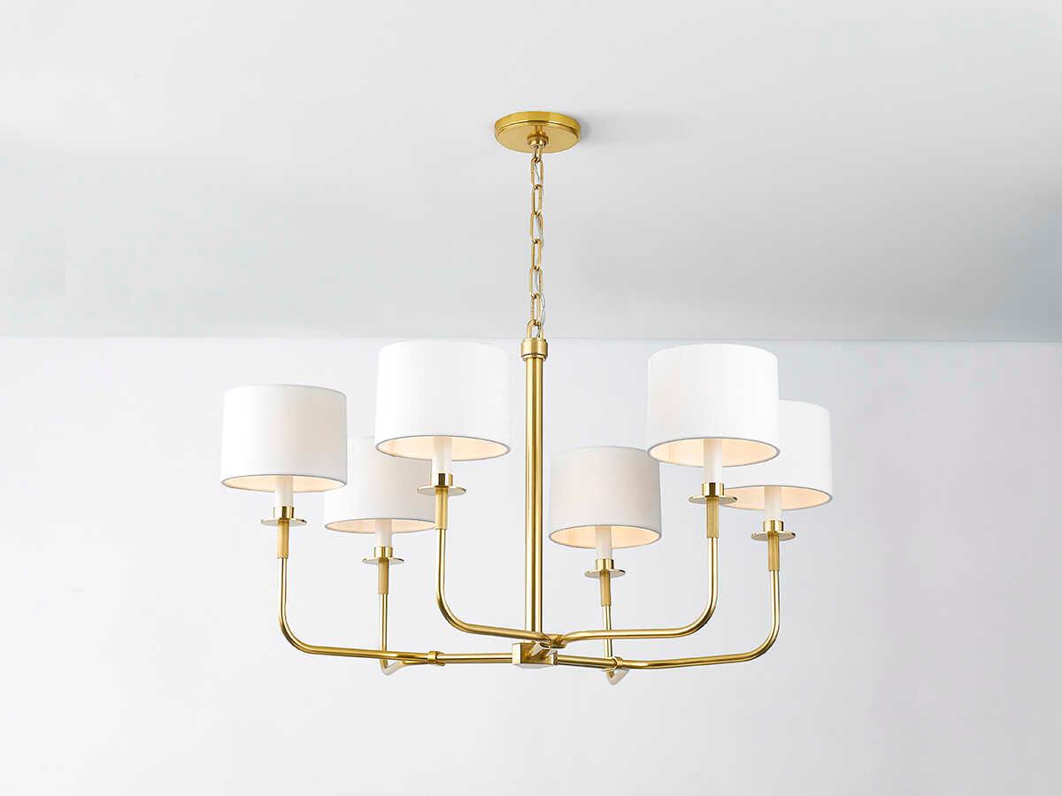 Hudson Valley Paramus 6-Light Aged Brass Candelabra Drum Chandelier